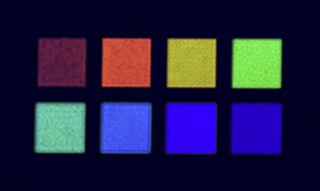Visible narrowband transmissive filter of many different colors consist of a simple three-layer silver-glass-silver structure.