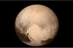 This is one of the first ever close-up images of dwarf planet Pluto, taken four billion miles away using image sensors from e2v by the New Horizons probe speeding along at 33,000 mph. (Image credit: NASA)