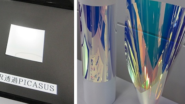 Multilayer polymer film reflects chosen wavelength bands with a metallic luster