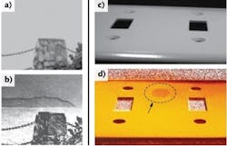 A real-time polarization difference imaging camera called Detect POL&mdash;made possible by a unique beamsplitter&mdash;can reveal hidden details such as a mountain range (a) obscured by fog (b) or a fingerprint (c) not revealed by a conventional camera image (d).