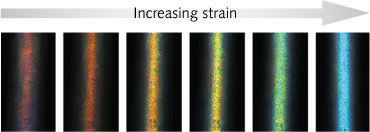 Bio-inspired optical fibers change color when stretched