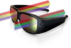 FIGURE 2. Color-based 3D projectors use different shades of red, green, and blue for the right and left eyes.