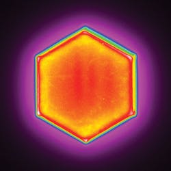 FIGURE 1. The output beam of a 200 W laser-diode array made by DALSA and used to enhance MRI imaging is hexagonal with a beam size of ~63 mm. FIGURE 1. The output beam of a 200 W laser-diode array made by DALSA and used to enhance MRI imaging is hexagonal with a beam size of ~63 mm.
