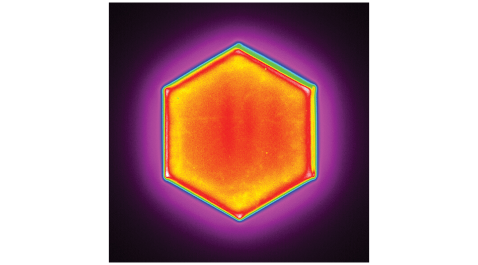 FIGURE 1. The output beam of a 200 W laser-diode array made by DALSA and used to enhance MRI imaging is hexagonal with a beam size of ~63 mm.