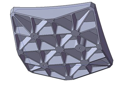 FIGURE 2. An optical component design for an airborne application shows the lightweighting done to reduce the component&apos;s mass.