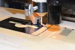 FIGURE 5. RF antenna and strain gauge printed with Aerosol Jet process on surface of wing printed with FDM process. FIGURE 5. RF antenna and strain gauge printed with Aerosol Jet process on surface of wing printed with FDM process.