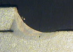 FIGURE 3. Cross section of fillet weld. FIGURE 3. Cross section of fillet weld.