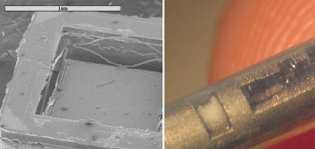 FDA&rsquo;s Optical Diagnostics Laboratory is developing an OCT spatial resolution test method. OCT image of silicone phantom with embedded 210 mm diameter gold nanoshells (left) and a map of lateral resolution (full-width-half-maximum of point spread function) as a function of depth and lateral distance (right). The research was performed in collaboration with Rebekah Drezek of Rice University and Yu Chen of the University of Maryland.