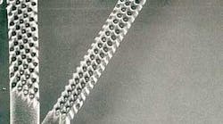 Ultraviolet (excimer) lasers are used to simultaneously drill holes in human hair by means of the mask technique. Ultraviolet (excimer) lasers are used to simultaneously drill holes in human hair by means of the mask technique.