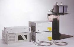 Figure 1. The dual-head Fiberlaser Marking System with enlarged (doubled) marking field is used for marking of semiconductor devices on lead frames in strip form. Figure 1. The dual-head Fiberlaser Marking System with enlarged (doubled) marking field is used for marking of semiconductor devices on lead frames in strip form.