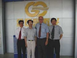 Left to right, William Yim, senior vice-president of the Hong Kong Optoelectronics Association, Dr. Qing Ming Chen, chairman of Goldensky Laser, David Belforte, ILS Editor-In-Chief, and Dr. H.C. Man, associate professor Hong Kong Polytechnic University and ILS contributing editor. Left to right, William Yim, senior vice-president of the Hong Kong Optoelectronics Association, Dr. Qing Ming Chen, chairman of Goldensky Laser, David Belforte, ILS Editor-In-Chief, and Dr. H.C. Man, associate professor Hong Kong Polytechnic University and ILS contributing editor.