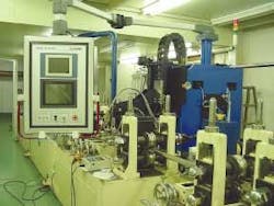 At Samhan Jungmil Co., small-diameter stainless steel tubing is laser-welded at speeds to 10 m/min. At Samhan Jungmil Co., small-diameter stainless steel tubing is laser-welded at speeds to 10 m/min.