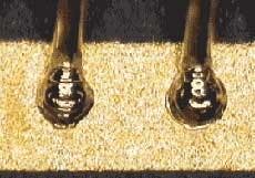 FIGURE 4. A 0.004–in.–thick gold wire welded to gold–plated metallized pad. FIGURE 4. A 0.004–in.–thick gold wire welded to gold–plated metallized pad.