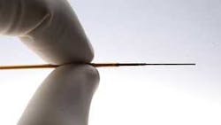 FIGURE 4. The long, thin (0.58 mm diameter) otology fiber distal tip allows the surgeon to access the delicate structures of the middle and inner ear. FIGURE 4. The long, thin (0.58 mm diameter) otology fiber distal tip allows the surgeon to access the delicate structures of the middle and inner ear.