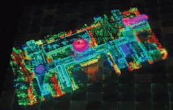 FIGURE 2. 3D color holographic image in the Urban Photonic Sandtable Display developed by Zebra Imaging for DARPA. It can be used in battle planning. FIGURE 2. 3D color holographic image in the Urban Photonic Sandtable Display developed by Zebra Imaging for DARPA. It can be used in battle planning.