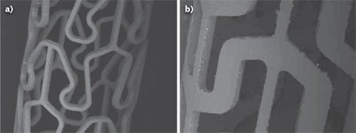 FIGURE 4. Appropriate wavelength, cutting optics, and a rotary stage enable picosecond lasers to compete in speed of cutting and give an advantage in cutting quality of polymeric materials being developed for stents and other medical devices.