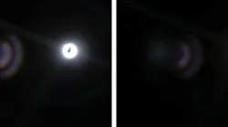 FIGURE 1. Two images have different stray-light amounts and corresponding average intensities per pixel. The first, with default gamma, has an average intensity per pixel of 12.201 (left); the second, with linear gamma, has an average intensity per pixel of 6.139 (right).