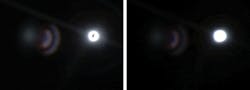 FIGURE 1. Two images have different stray-light amounts and corresponding average intensities per pixel. The first, with default gamma, has an average intensity per pixel of 12.201 (left); the second, with linear gamma, has an average intensity per pixel of 6.139 (right). FIGURE 1. Two images have different stray-light amounts and corresponding average intensities per pixel. The first, with default gamma, has an average intensity per pixel of 12.201 (left); the second, with linear gamma, has an average intensity per pixel of 6.139 (right).