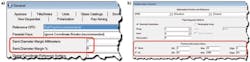 FIGURE 3. When designing aspheres, always add extra margin to the computed apertures (a) and thickness parameters (b) via the software to make mounting and handling easier. FIGURE 3. When designing aspheres, always add extra margin to the computed apertures (a) and thickness parameters (b) via the software to make mounting and handling easier.