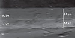 FIGURE 3. Scanning electron microscopy (SEM) images show the silicon-germanium-indium gallium arsenide (Si-Ge-InGaAs) layers. FIGURE 3. Scanning electron microscopy (SEM) images show the silicon-germanium-indium gallium arsenide (Si-Ge-InGaAs) layers.