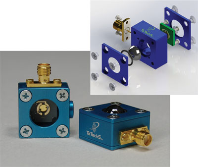 FIGURE 1. TeTechS' T-Era series terahertz photoconductive antennas are packaged with a collimating silicon lens for terahertz spectroscopy and imaging applications.