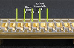 FIGURE 2. Custom optics known as PriFACs collimate and redirect the beams of the individual laser diode in fast axis. FIGURE 2. Custom optics known as PriFACs collimate and redirect the beams of the individual laser diode in fast axis.