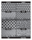 FIGURE 1. Scanning-electron-micrograph (SEM) images show various types of ARMs textures etched in the surface of durable optical materials.