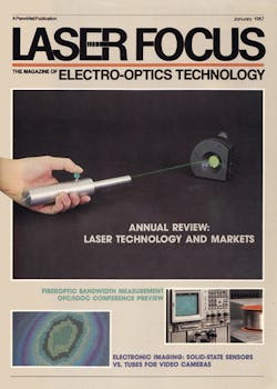FIGURE 3. The January 1987 cover shows frequency doubling at the Amoco Research Center to make a handheld green solid-state laser. FIGURE 3. The January 1987 cover shows frequency doubling at the Amoco Research Center to make a handheld green solid-state laser.