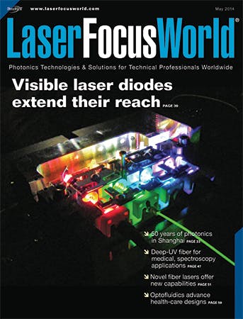 FIGURE 8. Different colors emitted by laser diodes in a single Toptica iChrome module, shown on our May 2014 cover, are emitted through a polarization-maintaining single-mode fiber.