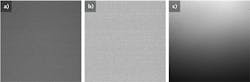 FIGURE 6. An optimized filter set yields a dark, uniform background (a), while a poorly designed mix-and-match filter set can result in high background (b) or non-uniform background (c). FIGURE 6. An optimized filter set yields a dark, uniform background (a), while a poorly designed mix-and-match filter set can result in high background (b) or non-uniform background (c).