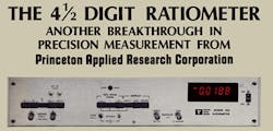FIGURE 2. Nixie tubes were used in early digital displays like this Princeton Applied Research ratiometer before large, bright LEDs became available. Light came from a glow discharge in which a voltage was switched to one of the 10 cathodes in the tube.