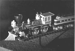 FIGURE 2. Leith and Upatnieks' iconic toy train hologram. It looked so good because the inside was filled with epoxy to stabilize it. FIGURE 2. Leith and Upatnieks' iconic toy train hologram. It looked so good because the inside was filled with epoxy to stabilize it.