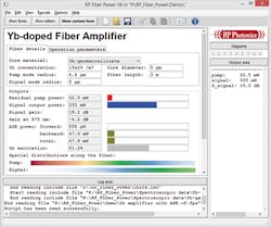 FIGURE 3. Form-based software can be used to model laser devices such as a fiber amplifier. It is essential that such forms be made or modified by the user or by technical support, so that they can be tailored to specific applications. FIGURE 3. Form-based software can be used to model laser devices such as a fiber amplifier. It is essential that such forms be made or modified by the user or by technical support, so that they can be tailored to specific applications.