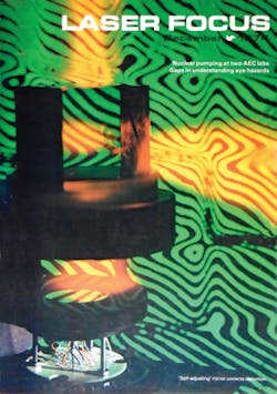 FIGURE 1. The December 1974 cover of Laser Focus World featured the new technology of adaptive optics, which had a mirror with an array of 21 piezoelectric transducers that shaped its flexible surface.