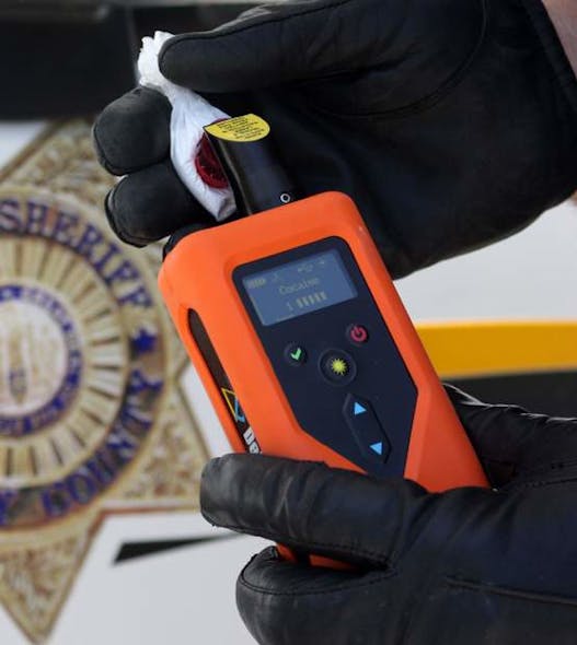 FIGURE 2. Narcotics are easily identified at a traffic stop in the field using the ReporteR Raman spectrometer.