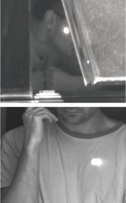 The speech of a person 100 m away was reconstructed by analyzing the motion of speckles on the subject's face (top). Similarly, a heartbeat was captured from a speckle pattern on a subject's chest (bottom). The speech of a person 100 m away was reconstructed by analyzing the motion of speckles on the subject's face (top). Similarly, a heartbeat was captured from a speckle pattern on a subject's chest (bottom).