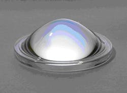 FIGURE 2. High-precision lenses can be fabricated by molding, such as the example shown here (top) with its measured profile (bottom). FIGURE 2. High-precision lenses can be fabricated by molding, such as the example shown here (top) with its measured profile (bottom).