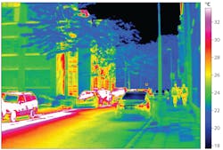 An uncooled focal-plane array captures IR images in the 8 to 14 μm wavelength region. An uncooled focal-plane array captures IR images in the 8 to 14 μm wavelength region.