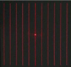 FIGURE 3. The diffraction pattern for a multiline generator produces 11 lines defining a square area of 268 × 268 mm a distance of 500 mm from the DOE. The lines are parallel because of a special design approach that compensates for cushion distortion. FIGURE 3. The diffraction pattern for a multiline generator produces 11 lines defining a square area of 268 × 268 mm a distance of 500 mm from the DOE. The lines are parallel because of a special design approach that compensates for cushion distortion.