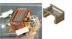 FIGURE 2. Doric Lenses designed its FAC Microlens Array to compensate for diode-bar stack aberrationd (right). After primary collimation, the stack is able to produce a far brighter beam. FIGURE 2. Doric Lenses designed its FAC Microlens Array to compensate for diode-bar stack aberrationd (right). After primary collimation, the stack is able to produce a far brighter beam.