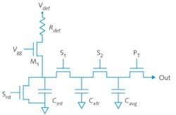 FIGURE 2. A typical readout integrated circuit (ROIC) is shown for an amorphous-silicon (a-Si) bolometer. FIGURE 2. A typical readout integrated circuit (ROIC) is shown for an amorphous-silicon (a-Si) bolometer.