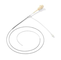 A fiber-optic endoscopic imager (top) rotating at 100 fps images a stent in the human heart that has regrown new tissue causing vessel narrowing (bottom). A fiber-optic endoscopic imager (top) rotating at 100 fps images a stent in the human heart that has regrown new tissue causing vessel narrowing (bottom).