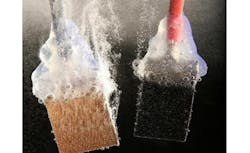 Hydrogen bubbles escape from perovskite electrodes when the solar cells are exposed to light. Hydrogen bubbles escape from perovskite electrodes when the solar cells are exposed to light.