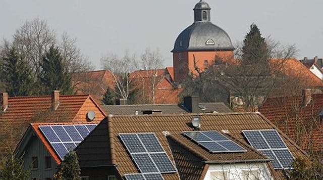 FIGURE 1. Flexible thin-film solar cells can be mounted on curved-shaped roofs and building facades such as the tower shown in the background.