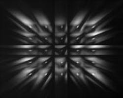 The dispersed image from a computed-tomography imaging spectrometer (CTIS) of three doped rare-earth targets (near the edge of the scene) and an IR light-emitting diode (near the center of the field) is used to compute the spectral signature of each item in the scene. Dark streaks in the pattern are due to the background, which is not illuminated. Results from a point-spectrometer spectrum for each separate item and the CTIS spectra obtained from the three items imaged in the same scene are in good agreement for features down to approximately 5% reflectance. The dispersed image from a computed-tomography imaging spectrometer (CTIS) of three doped rare-earth targets (near the edge of the scene) and an IR light-emitting diode (near the center of the field) is used to compute the spectral signature of each item in the scene. Dark streaks in the pattern are due to the background, which is not illuminated. Results from a point-spectrometer spectrum for each separate item and the CTIS spectra obtained from the three items imaged in the same scene are in good agreement for features down to approximately 5% reflectance.