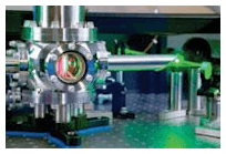 FIGURE 1. A cryogenically cooled Ti:sapphire laser amplifier crystal is pumped by a frequency-doubled Nd:YLF laser.