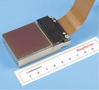FIGURE 3. A 2048 × 2048 sensor chip assembly (SCA) is manufactured by Raytheon Vision Systems using HgCdTe detectors hybridized to a silicon readout integrated circuit (ROIC). Designed for high-sensitivity applications, this SCA is being used by astronomers for improved resolution. FIGURE 3. A 2048 × 2048 sensor chip assembly (SCA) is manufactured by Raytheon Vision Systems using HgCdTe detectors hybridized to a silicon readout integrated circuit (ROIC). Designed for high-sensitivity applications, this SCA is being used by astronomers for improved resolution.