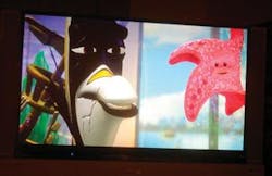 A DLP-based laser-projection TV has a large color gamut. Laser speckle in these TVs will be reduced by adding more lasers to the emitter arrays. A DLP-based laser-projection TV has a large color gamut. Laser speckle in these TVs will be reduced by adding more lasers to the emitter arrays.