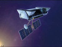 FIGURE 2. SIM PlanetQuest comprises three colinear interferometers mounted on a 10-m-long boom. Two will make precise measurements of the spacecraft attitude by acquiring fringes from bright guide stars; the third will observe and measure the target positions with respect to an astrometric grid. FIGURE 2. SIM PlanetQuest comprises three colinear interferometers mounted on a 10-m-long boom. Two will make precise measurements of the spacecraft attitude by acquiring fringes from bright guide stars; the third will observe and measure the target positions with respect to an astrometric grid.