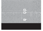 Figure 4. In measurement results using a new subsurface-scanning method, (a) is the location of the z cross section through the x-y image; (b) shows the baseline of the measured graph indicating the evaluation of the test sample; and (c) shows the cursor positioned at maximum depth below the baseline, indicating the deepest extent of flaws along this scan line. Figure 4. In measurement results using a new subsurface-scanning method, (a) is the location of the z cross section through the x-y image; (b) shows the baseline of the measured graph indicating the evaluation of the test sample; and (c) shows the cursor positioned at maximum depth below the baseline, indicating the deepest extent of flaws along this scan line.